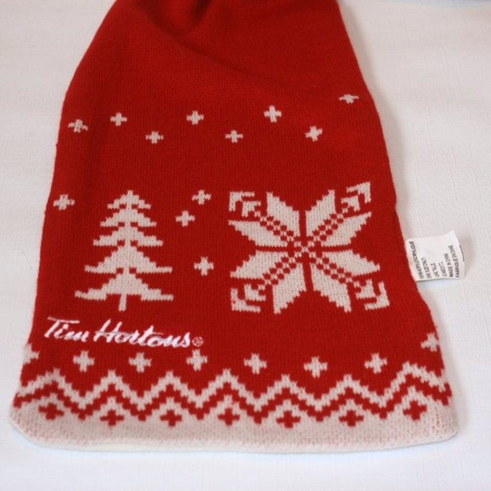 Vintage Tim Hortons Fleece Lined Scarf Embroidered Logo